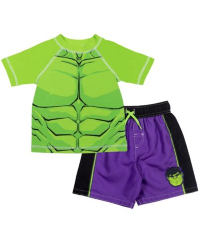 Avengers Boys' (6-12) 2-Piece Rash Guard and Swim Trunks Set