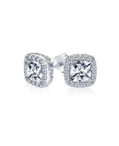 Серьги-гвоздики Bling Jewelry с огранкой Asscher Cut и CZ в латуни