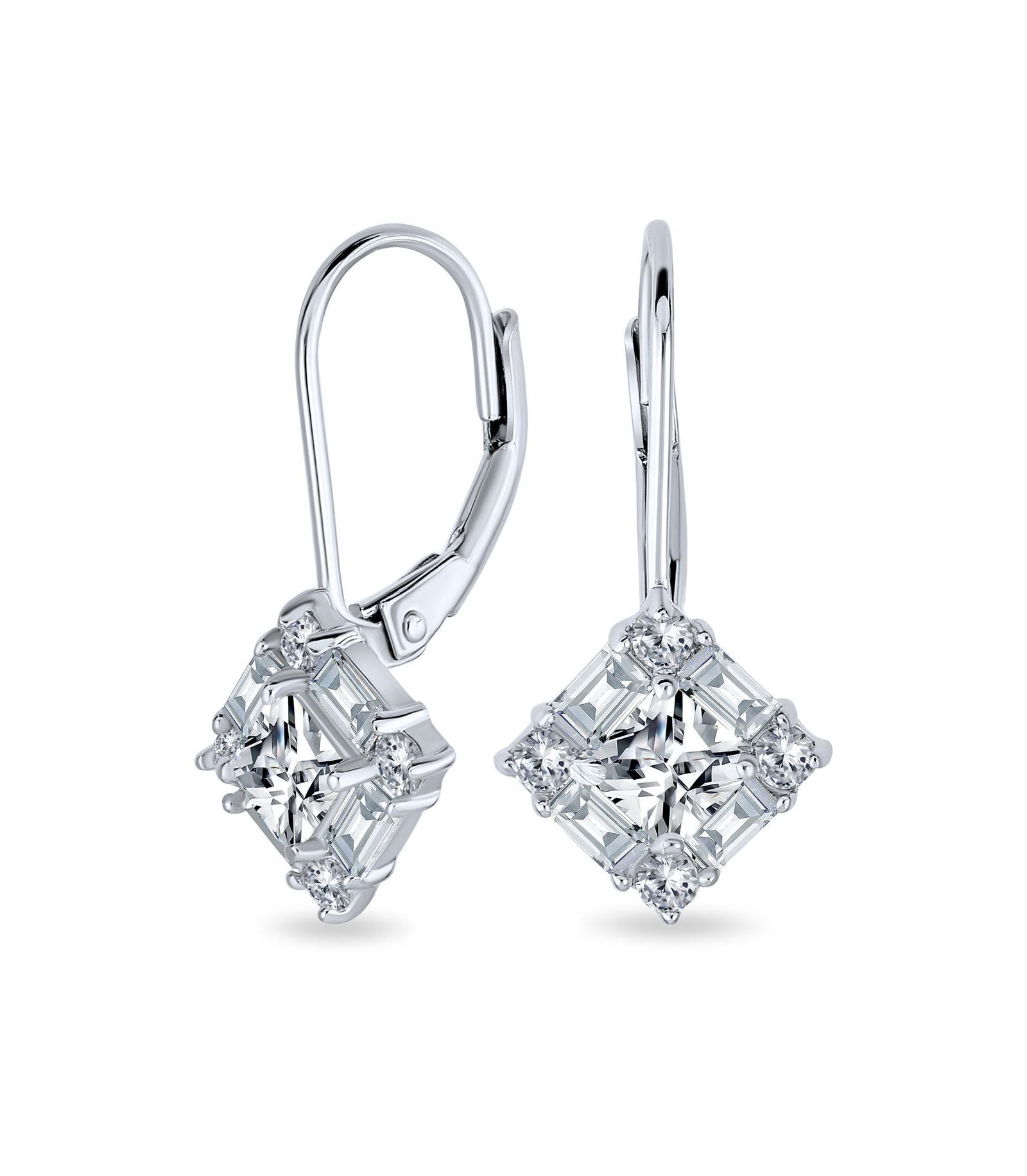 Серьги Bling Jewelry Deco Style CZ Baguette Drop