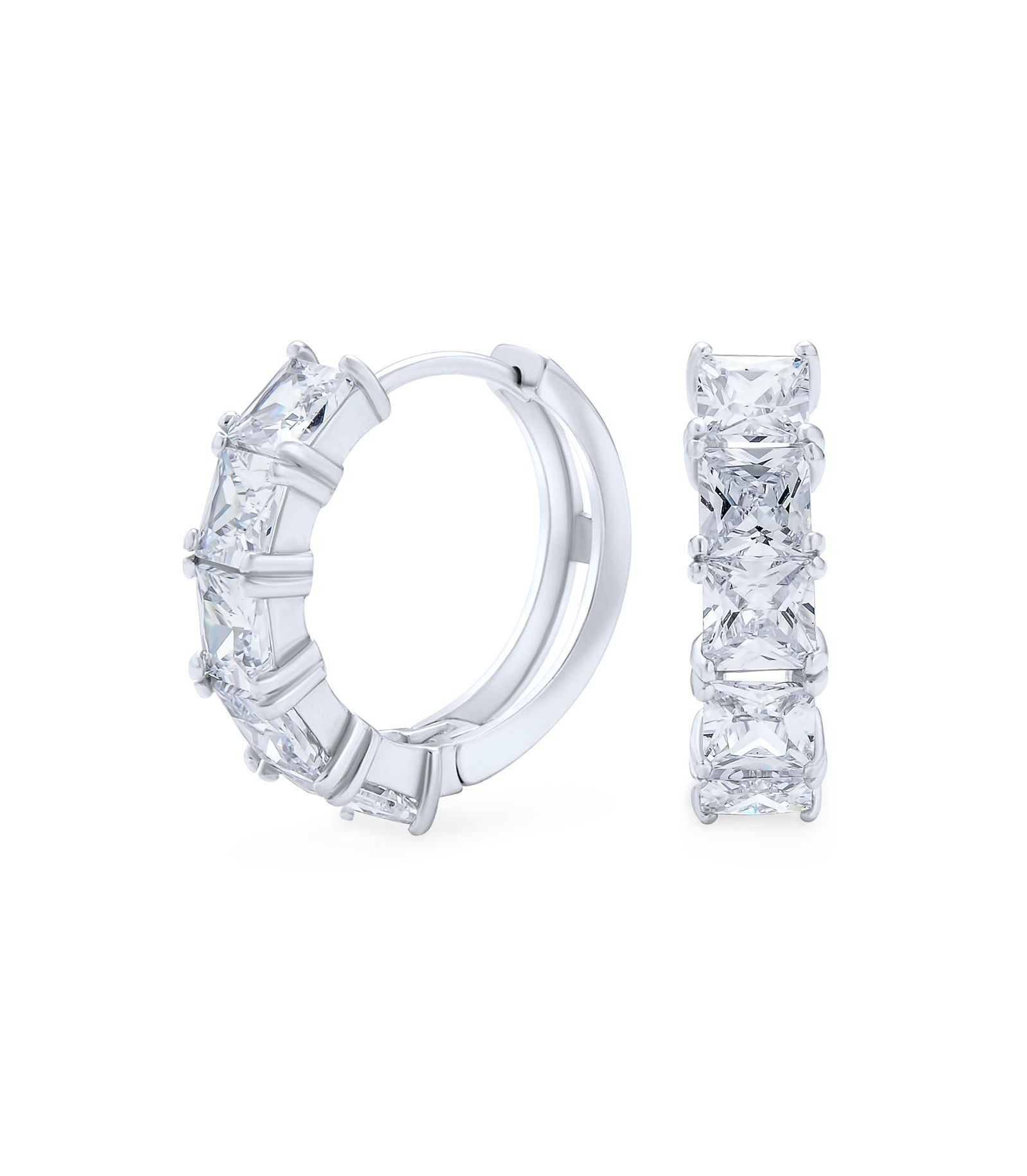 Bling Jewelry элегантные серьги-кольца с фианитами, серебро 925