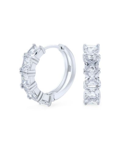 Bling Jewelry элегантные серьги-кольца с фианитами, серебро 925