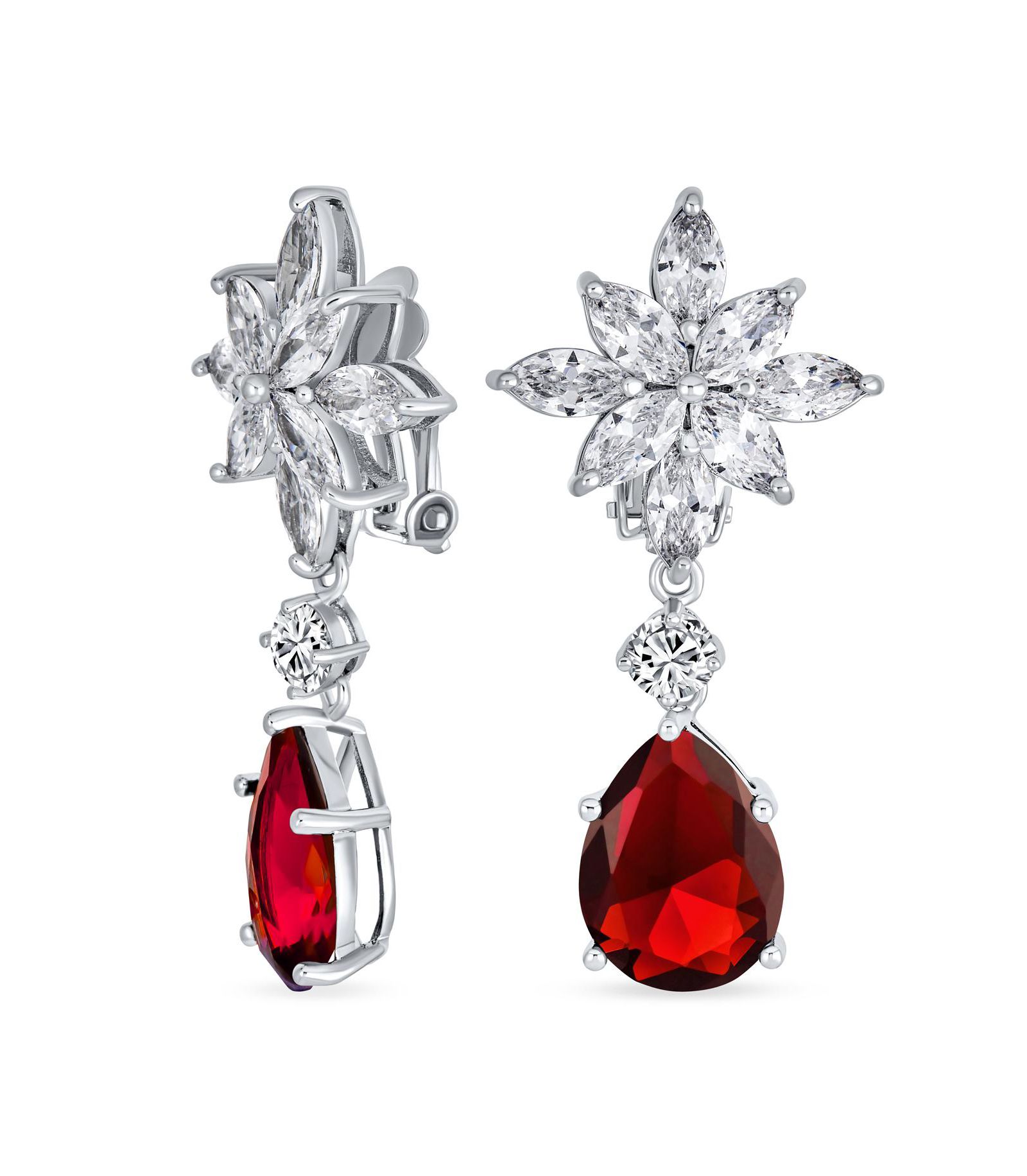 Серьги Bling Jewelry Art Deco Cluster Floral CZ с фианитами
