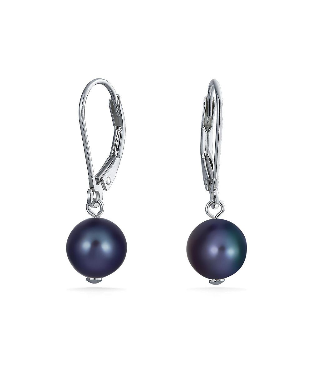Серьги Bling Jewelry Classic Grey Round Freshwater Cultured Pearl Drop Dangle Bead Ball из стерлингового серебра 925
