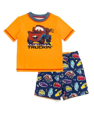 Disney Pixar Cars комплект: рашгард и плавки Lightning McQueen для маленьких мальчиков