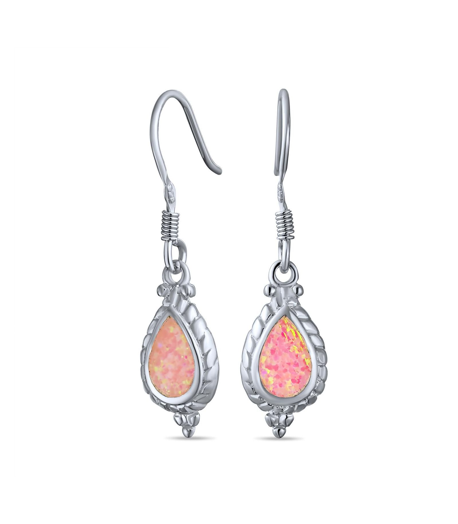 Серьги Bling Jewelry Antique Cable Milgrain Cameo Style из белого опала и стерлингового серебра 0.925