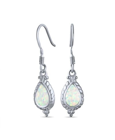 Серьги Bling Jewelry Antique Cable Milgrain Cameo Style из белого опала и стерлингового серебра 0.925