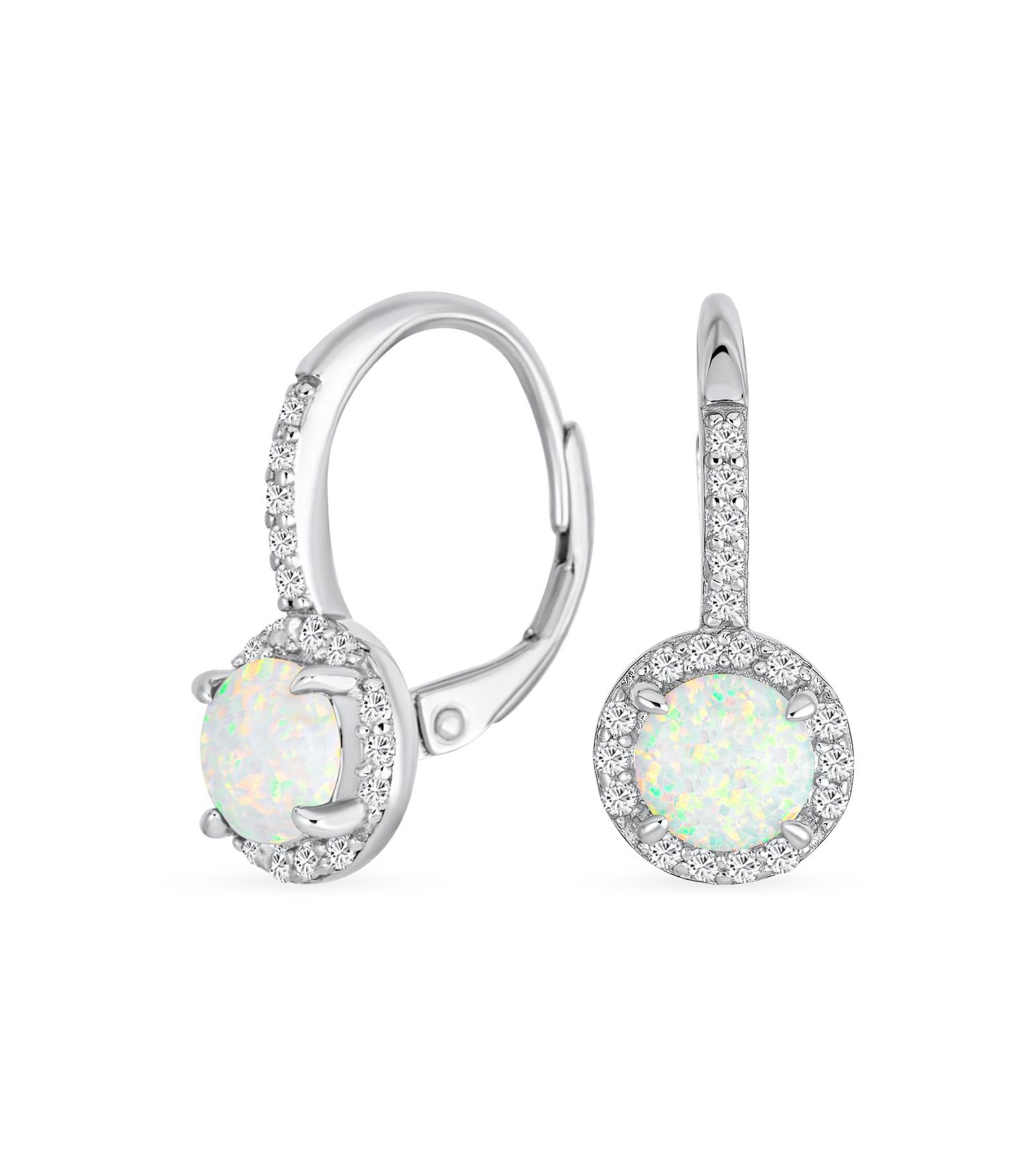 Bling Jewelry Серьги с опалом Halo Orange CZ Circle Gold Plated Sterling Silver 5MM