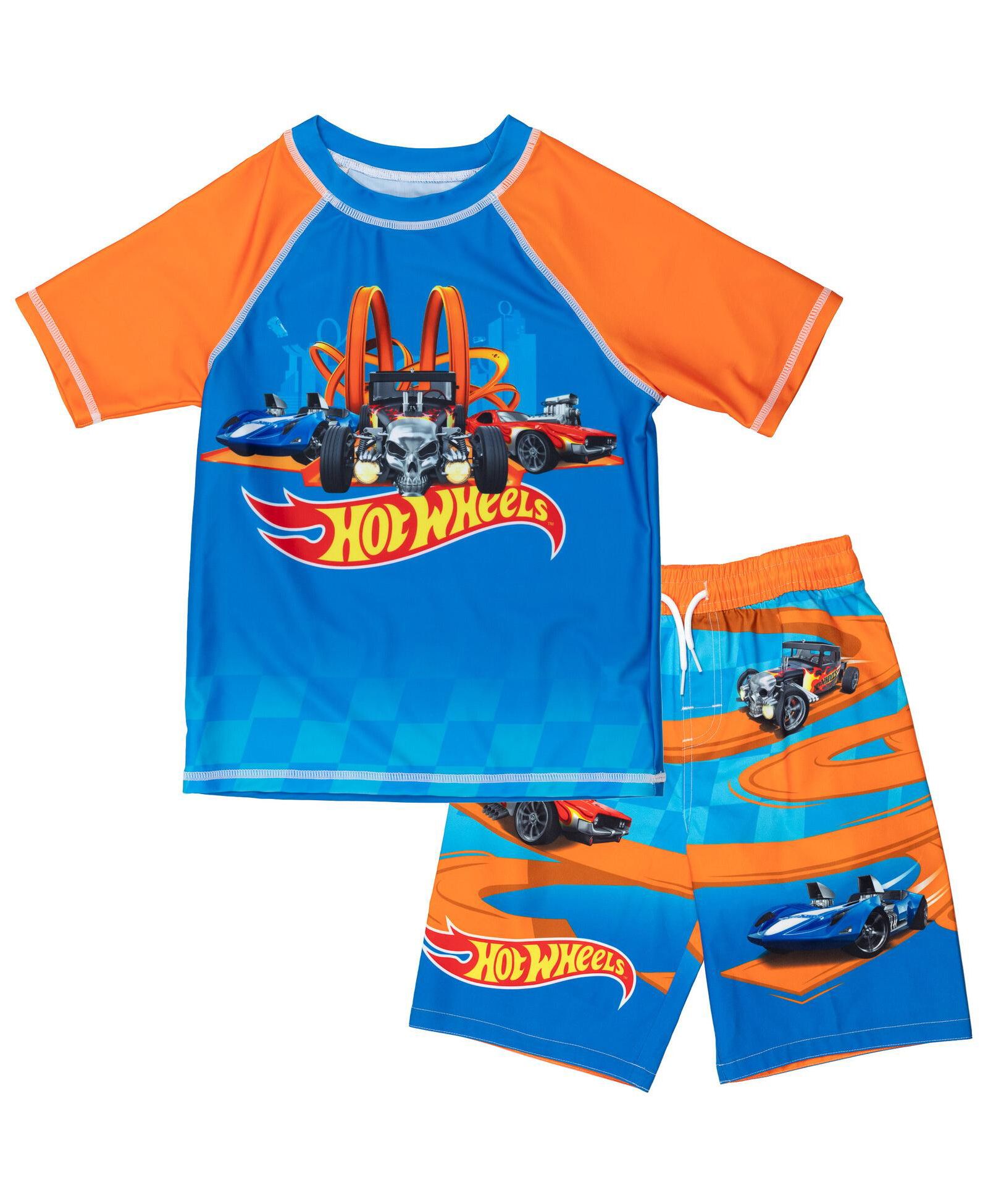 Hot Wheels Детский набор для плавания: рашгард и плавательные шорты для мальчиков, 2 предмета
