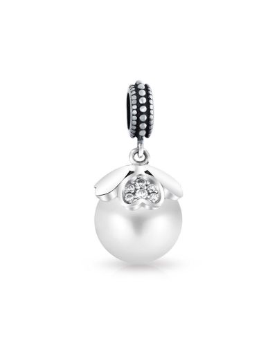 Бling Jewelry подвеска Bling Jewelry.925 Sterling Silver Vintage Style Heart Cap White Faux Pearl Dangle Charm Bead для браслета
