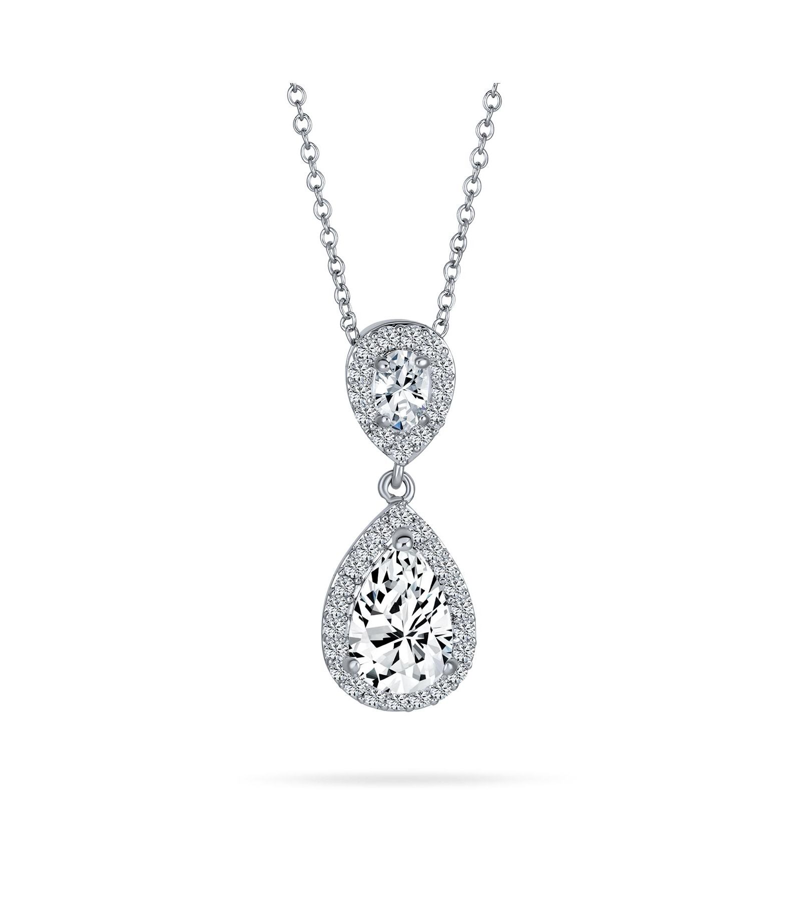 Bling Jewelry кулон-капля с кубическим цирконием на латунной цепи