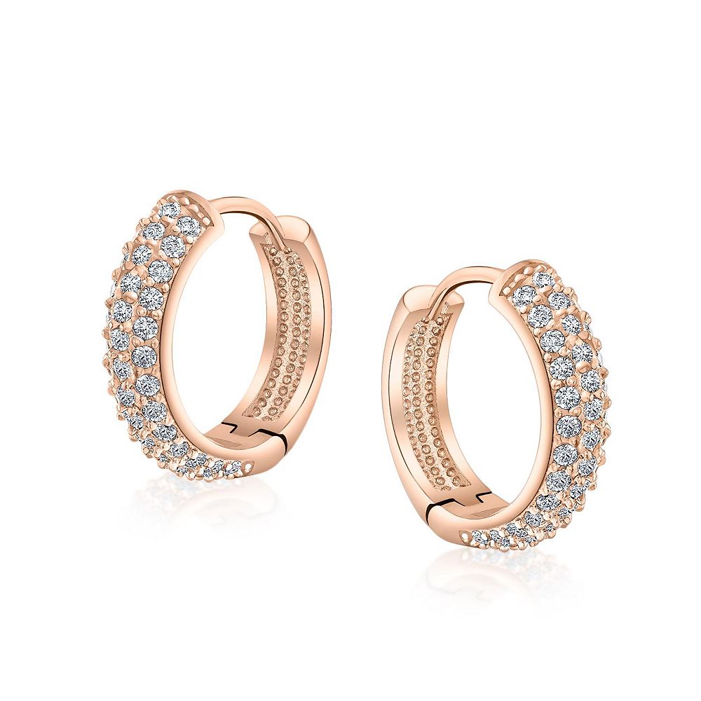 Коктейльные серьги-кольца Bling Jewelry с кубическим цирконием и черным позолоченным покрытием