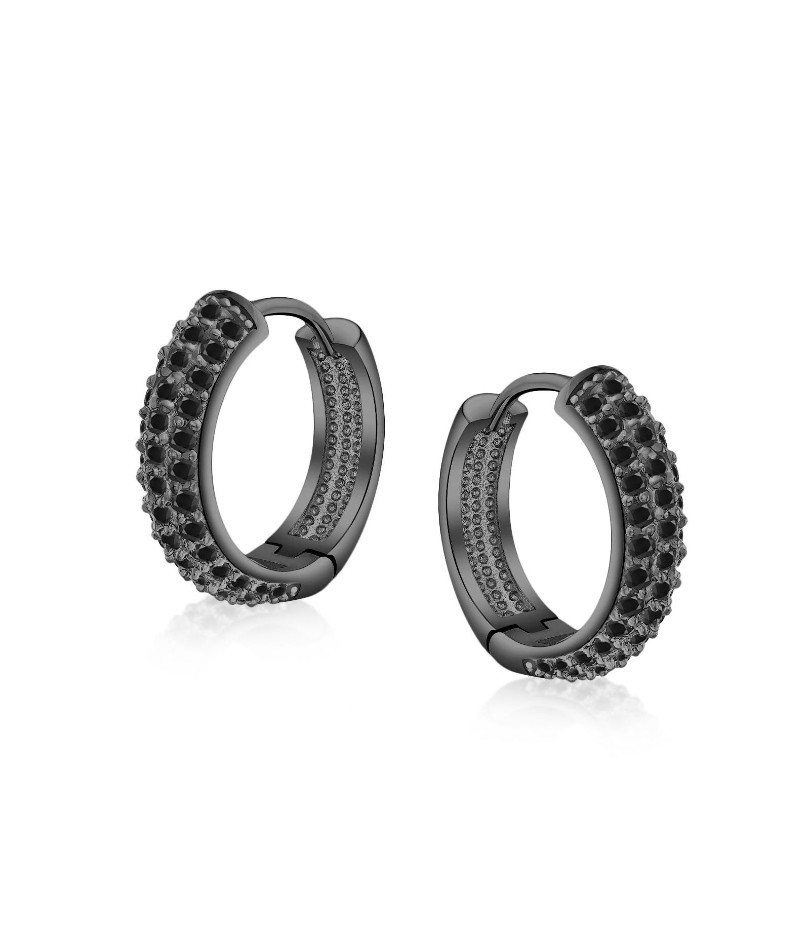Коктейльные серьги-кольца Bling Jewelry с кубическим цирконием и черным позолоченным покрытием
