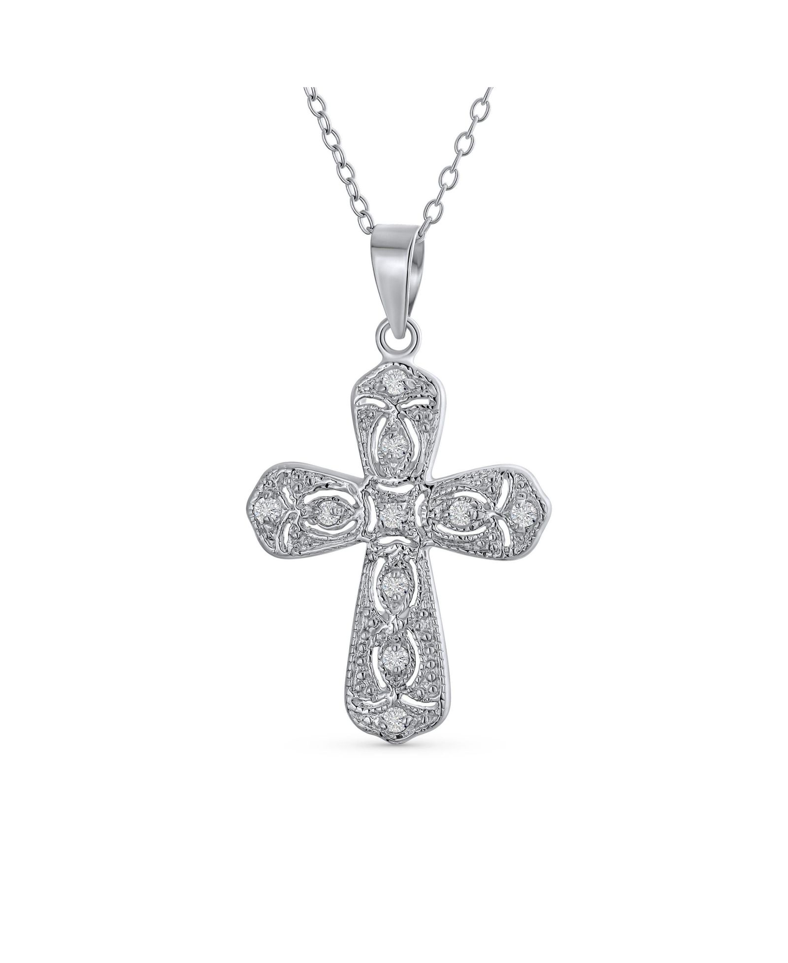 Элегантное ожерелье Bling Jewelry с кулоном в виде креста из циркония