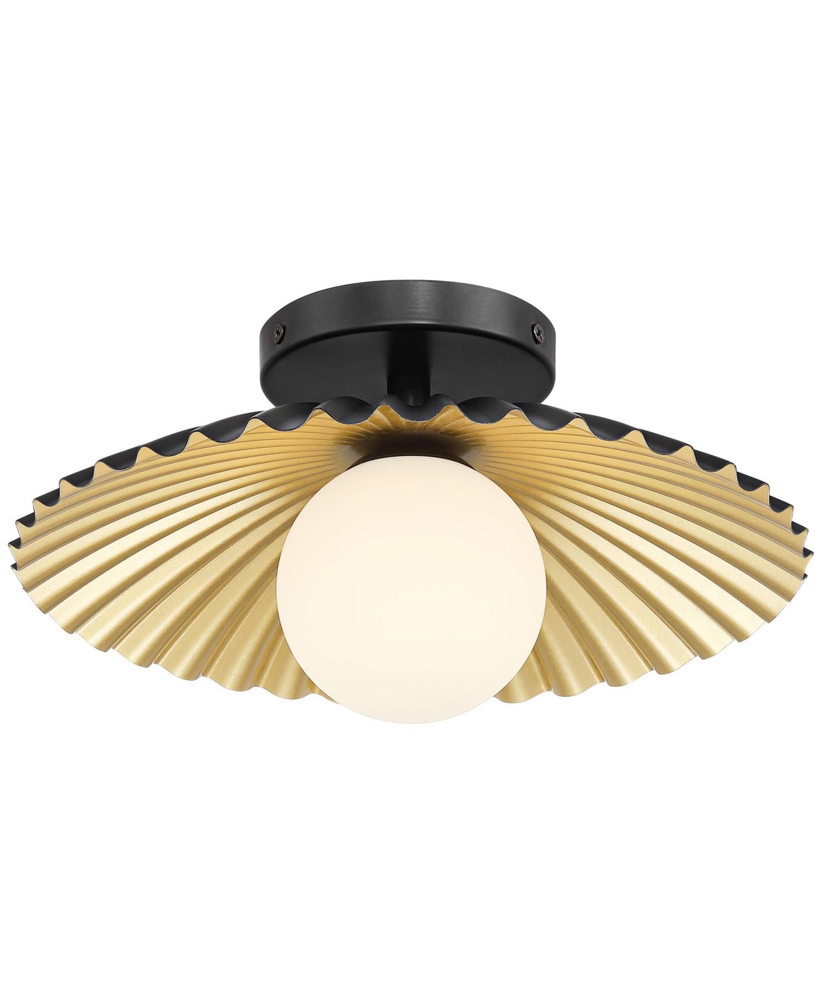 Franklin Iron Works Rosa 11 1/2" Mid Century Modern Semi Flush-Mount Ceiling Light Fixture Kitchen LED Matte Black and Gold Finish