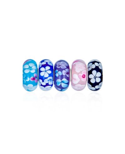 Набор бусин для бижутерии Bling Jewelry Sterling Silver Floral Glass Charm (5-Pc Set)