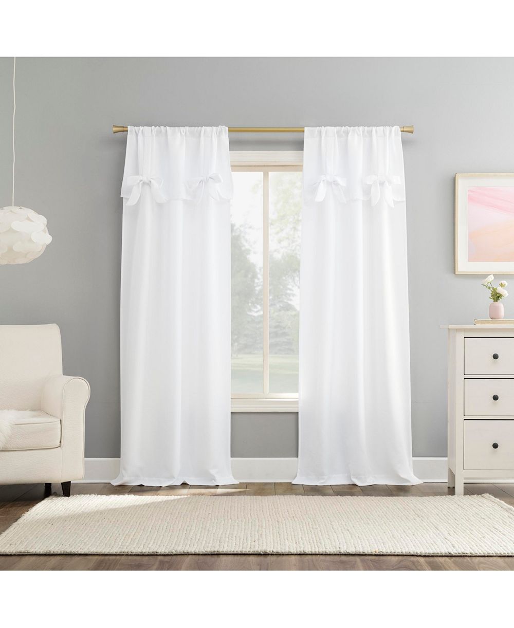 Sun Zero Emma Generation Bow Valance Semi-Sheer Rod Pocket Curtain Panel
