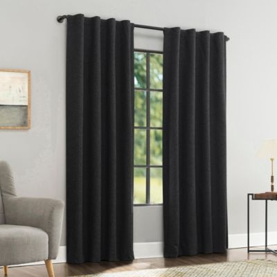 Sun Zero Treviso Linen Blend Magnetic Closure 100% Blackout Back Tab Curtain Panel
