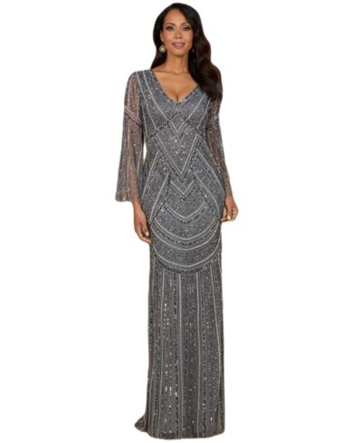 Женское вечернее платье Lara Long Sleeve Beaded Gown