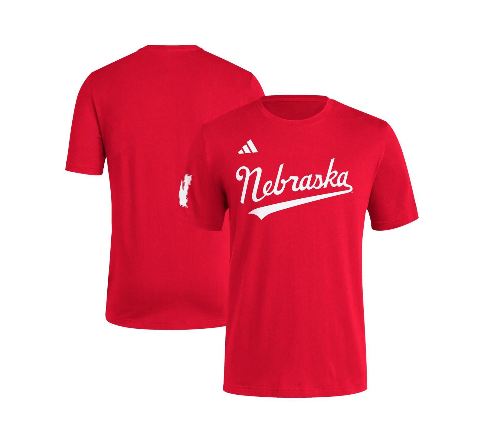 Мужская футболка adidas Scarlet Nebraska Huskers Fresh Wordmark
