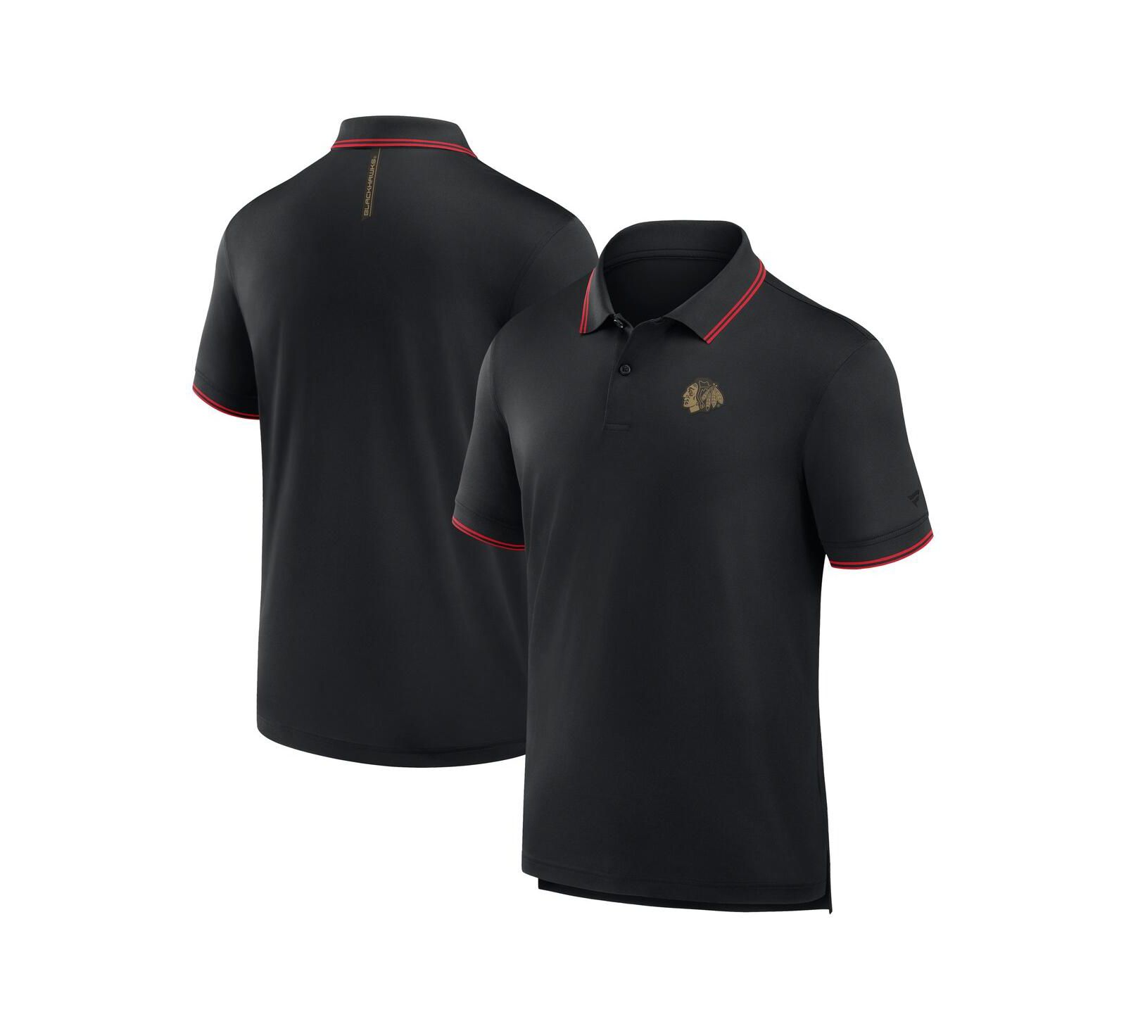Fanatics Men's Black Chicago Blackhawks Front Office Move Mono Polo Shirt