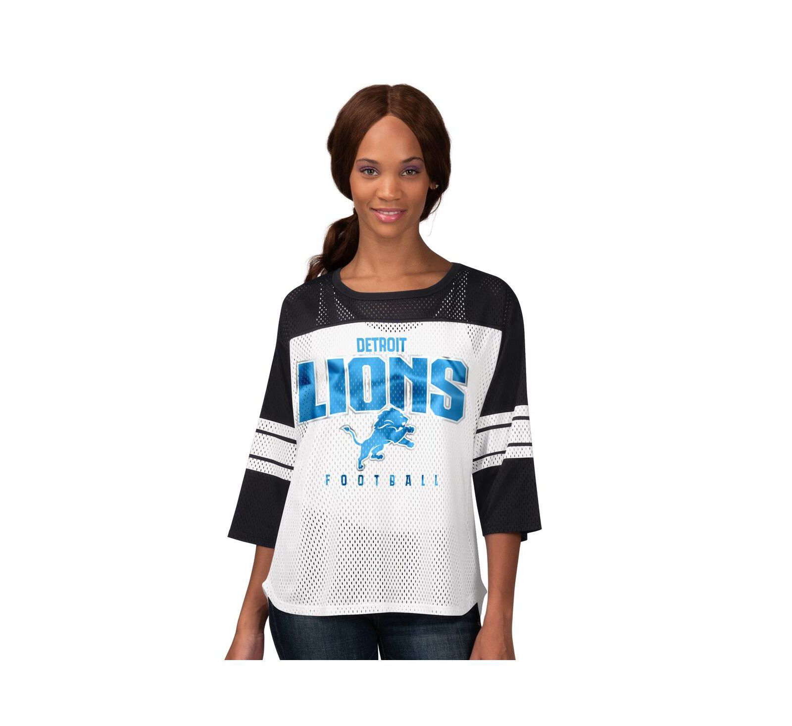 G-III 4Her by Carl Banks Женская черная футболка mesh Detroit Lions