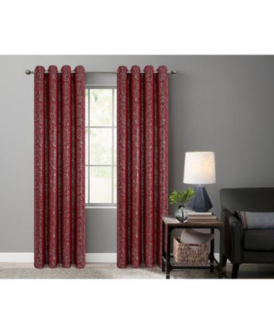 Kate Aurora 2 Piece Grommet Top Moroccan Sparkly Burgundy Light Reducing Window Curtain Panels