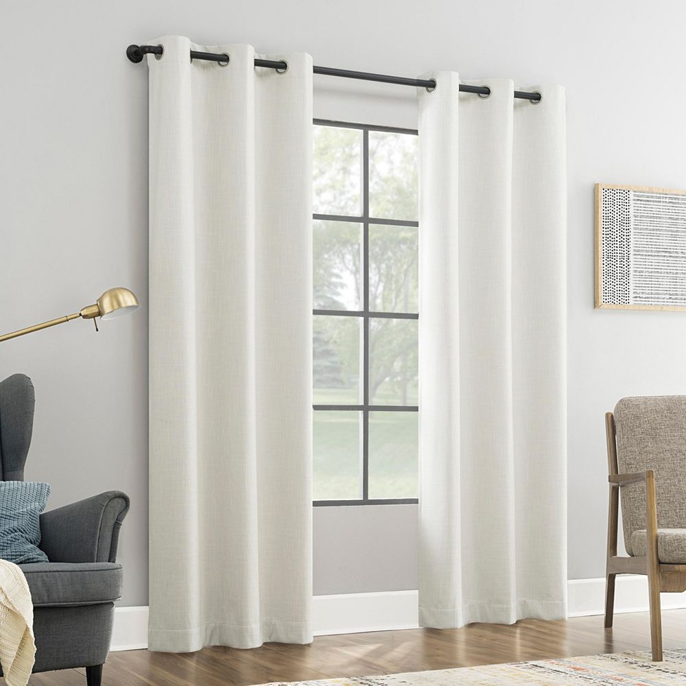 Штора Sun Zero Aldwin Slub Texture Magnetic Closure 100% Blackout Grommet Curtain Panel