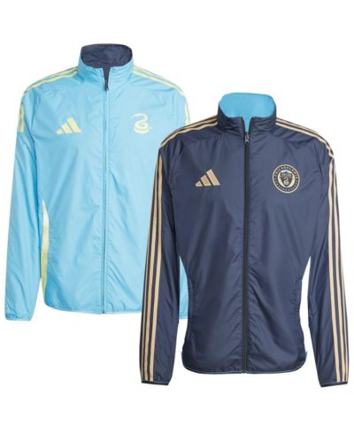 Мужская куртка adidas Philadelphia Union 2025 Anthem двусторонняя на молнии, темно-синий/светло-голубой