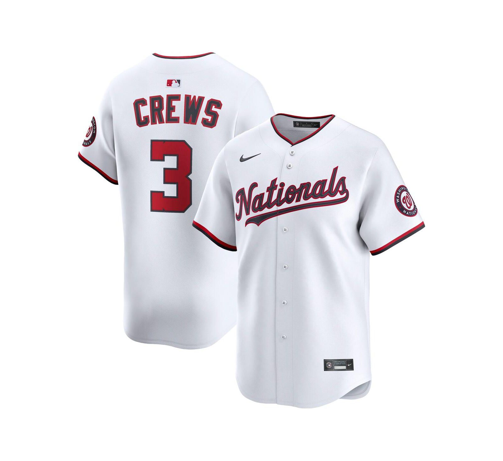 Nike Мужская джерси Washington Nationals Alternate Limited игрока Dylan Crews, белая
