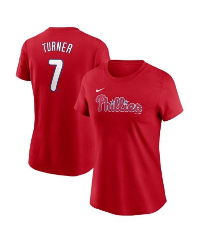 Футболка Nike Women's Trea Turner Red Philadelphia Phillies Fuse Name & Number