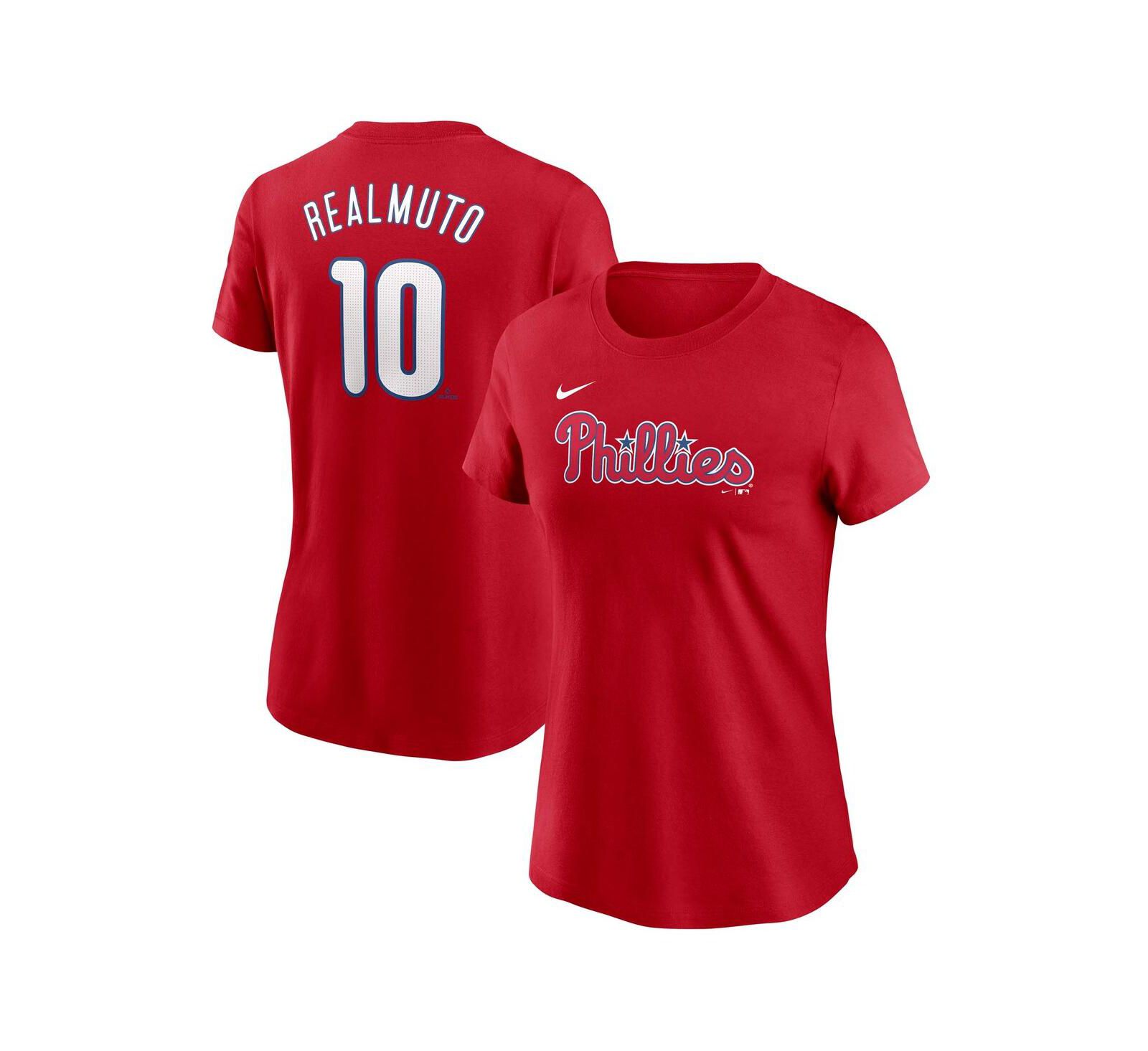 Nike Women's J.T. Realmuto Red Philadelphia Phillies Fuse Name & Number T-Shirt