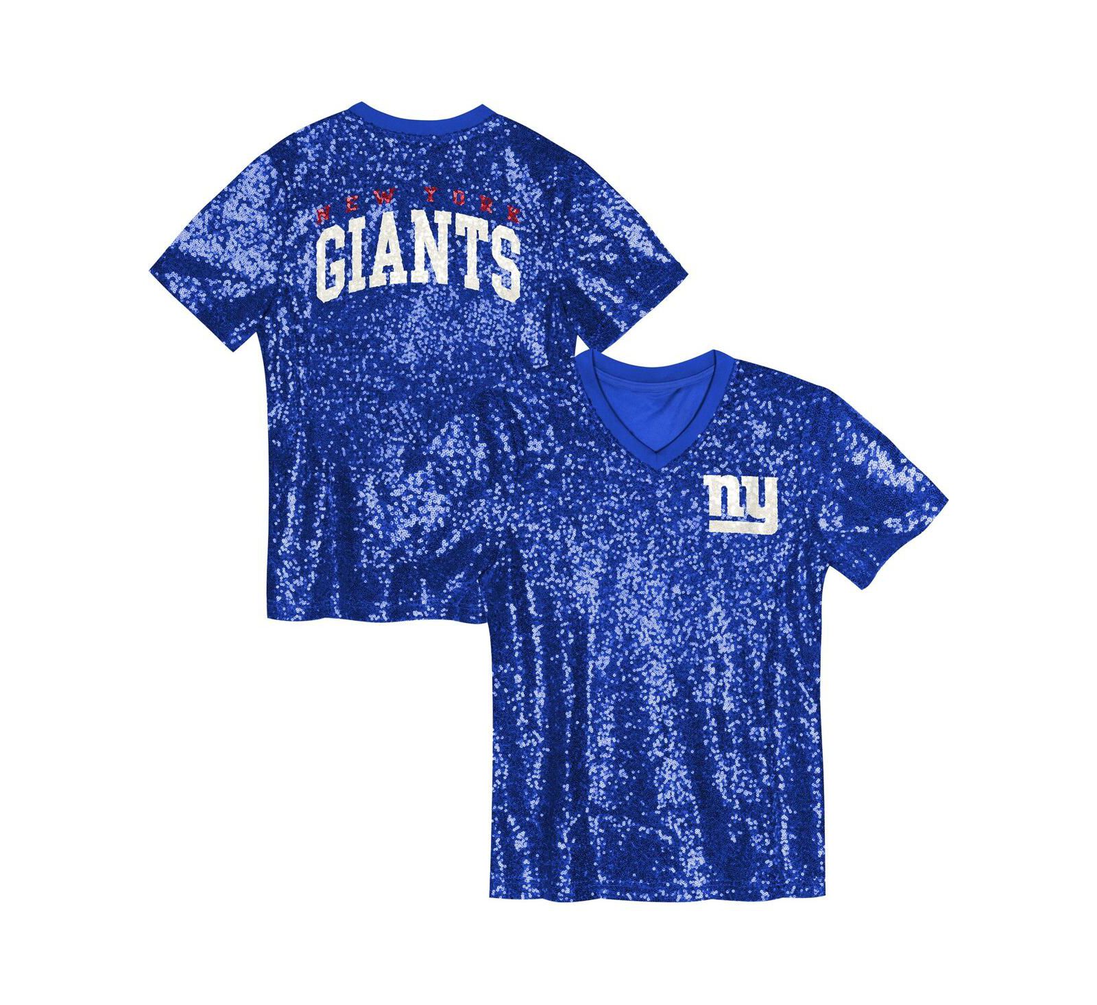 Outerstuff Детская футболка с пайетками New York Giants, королевский синий