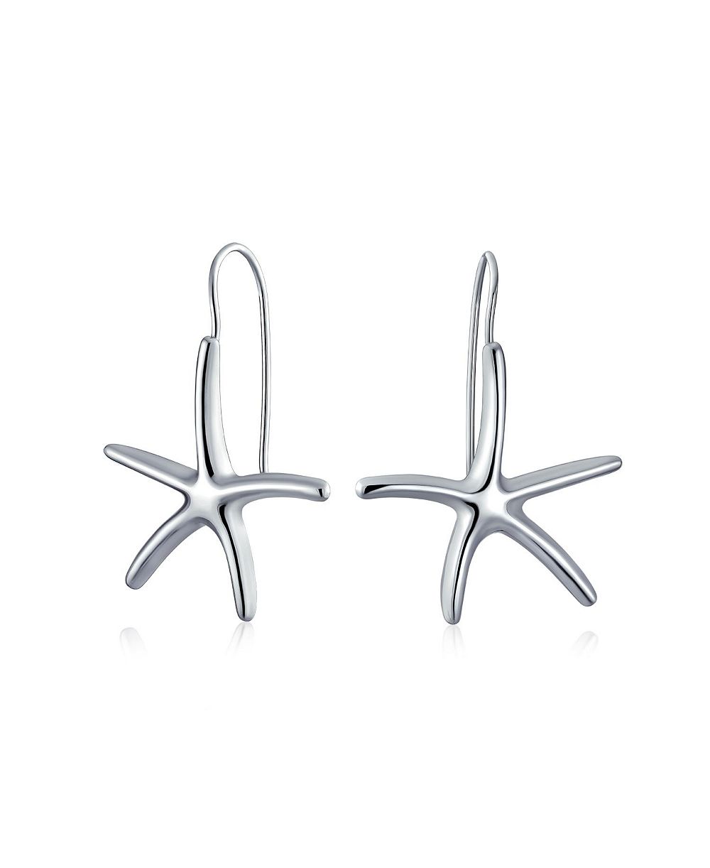 Bling Jewelry Nautical Starfish Dangle Drop Earrings Fish Hook Gold and Rhodium Plated