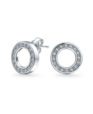 Bling Jewelry геометрические серьги-гвоздики с кубическим цирконием, открытый круг, покрытие.925 Sterling