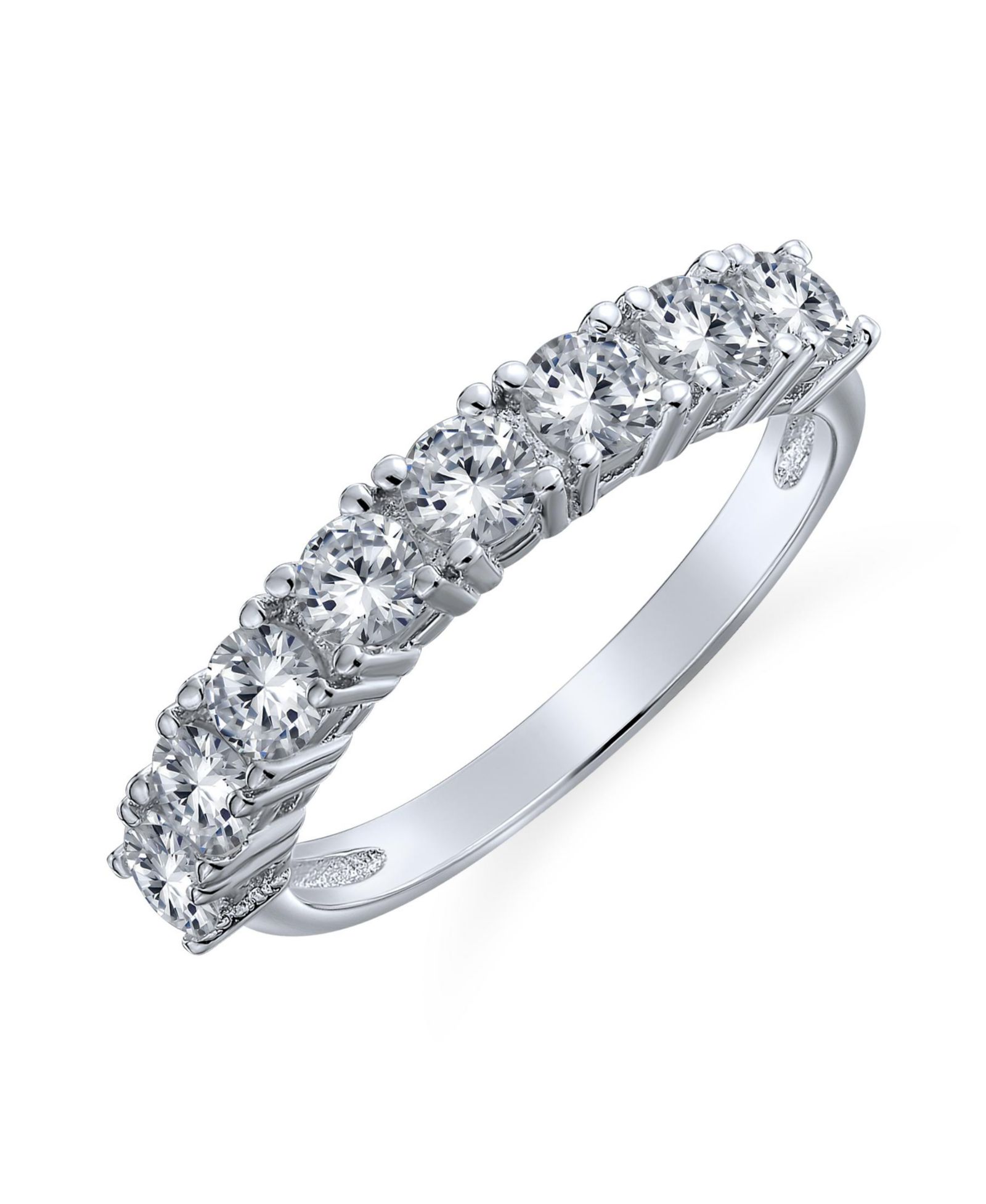 Кольцо Bling Jewelry из стерлингового серебра .925 с фианитами CZ, тонкое круглое, многослойное