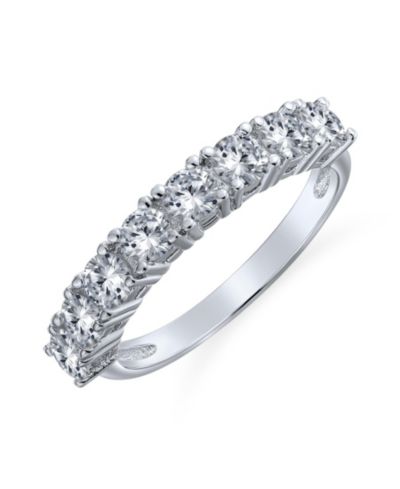 Bling Jewelry Classic Thin Round CZ Stackable 1/2 Eternity Band Ring .925 Sterling Silver
