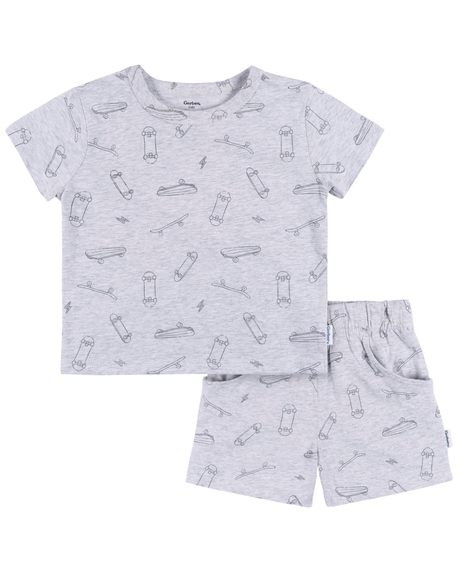 Gerber Детский набор из футболки и шорт 2-Piece Set, Heather Skateboard