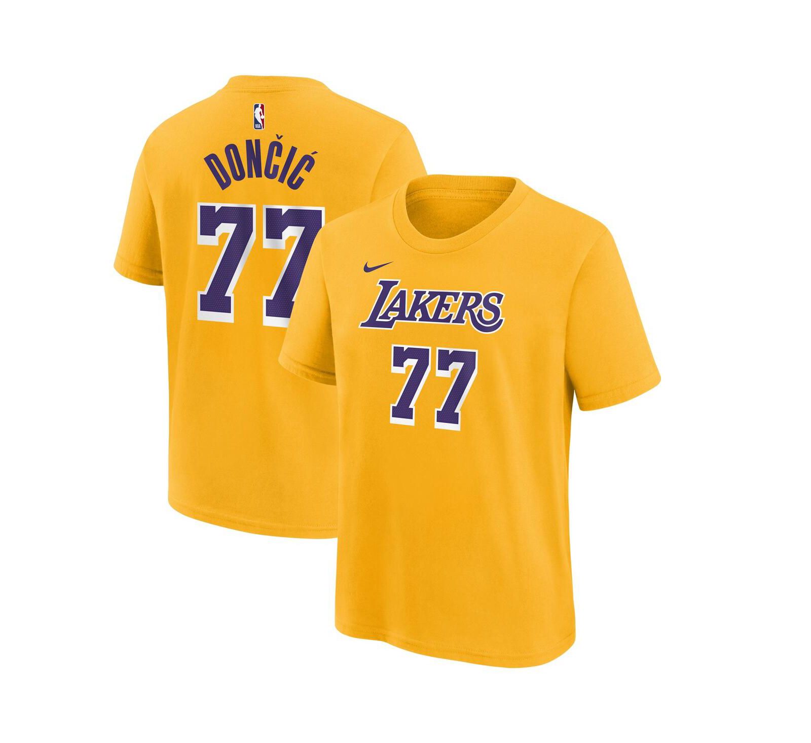 Nike Men's Luka Doncic Gold Los Angeles Lakers Icon Edition Name & Number T-Shirt