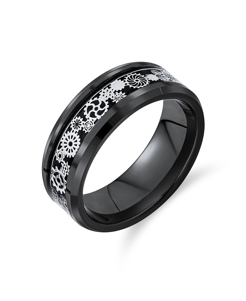 Кольцо Bling Jewelry Steampunk с инкрустацией из углеродного волокна