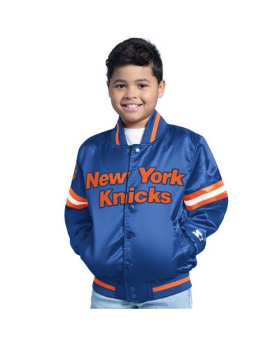Starter Big Boys and Girls Blue New York Knicks Scrimmage Full-Snap Varsity Jacket