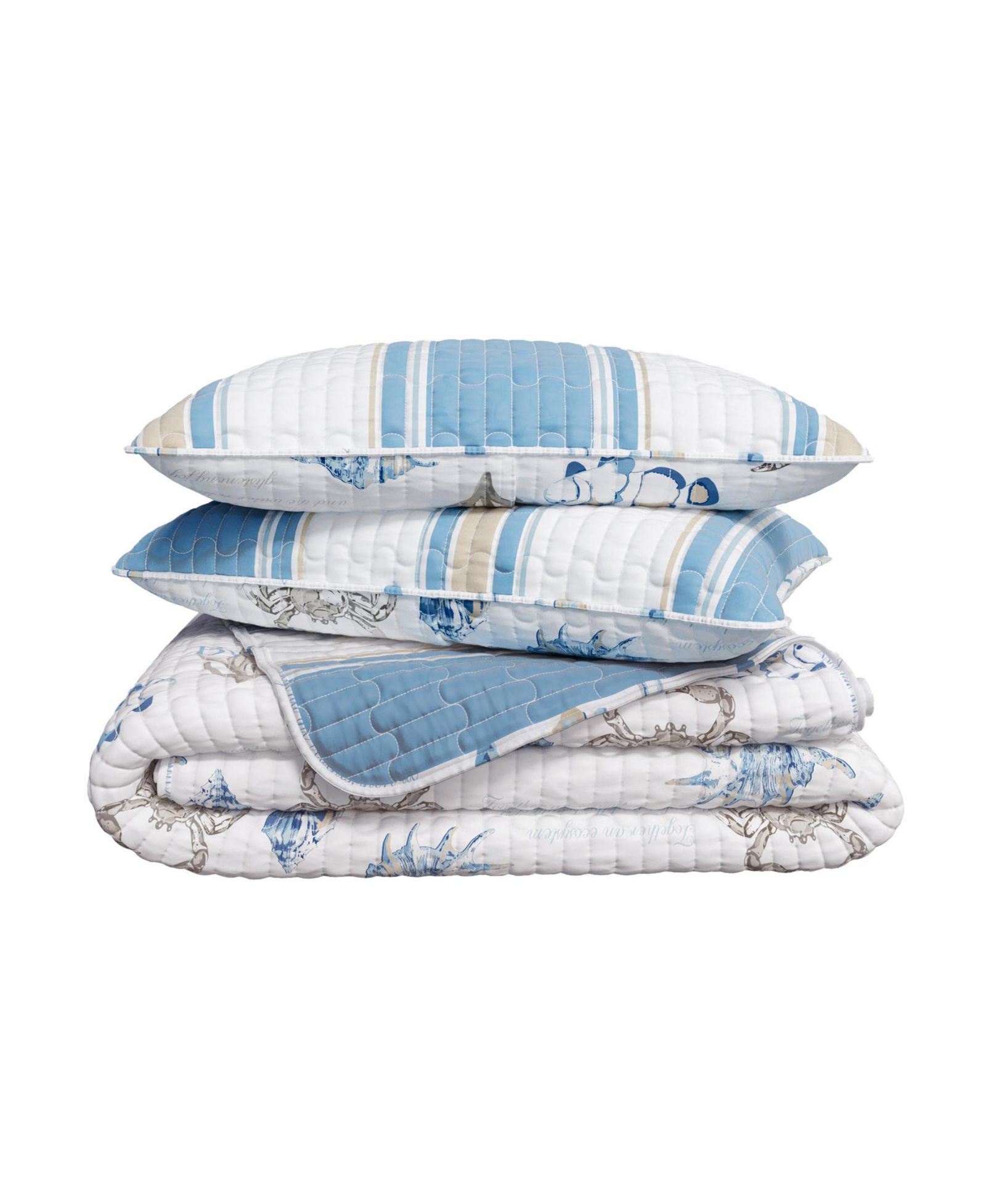 Linery & Co. двусторонний комплект стеганого покрывала с наволочками Coastal Stripe