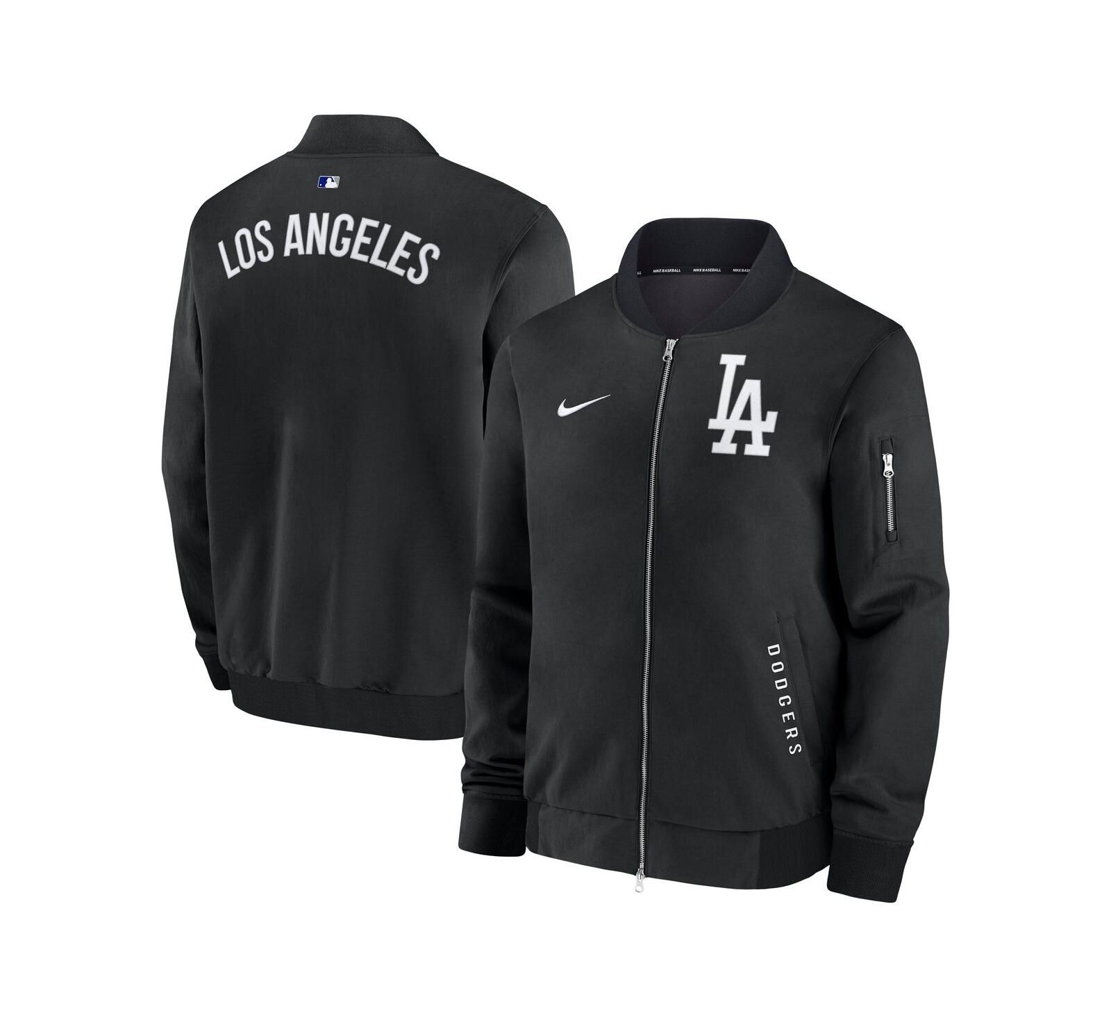 Мужская бомбер-куртка Nike Los Angeles Dodgers Authentic Collection Dugout Full-Zip, антрацитовый цвет