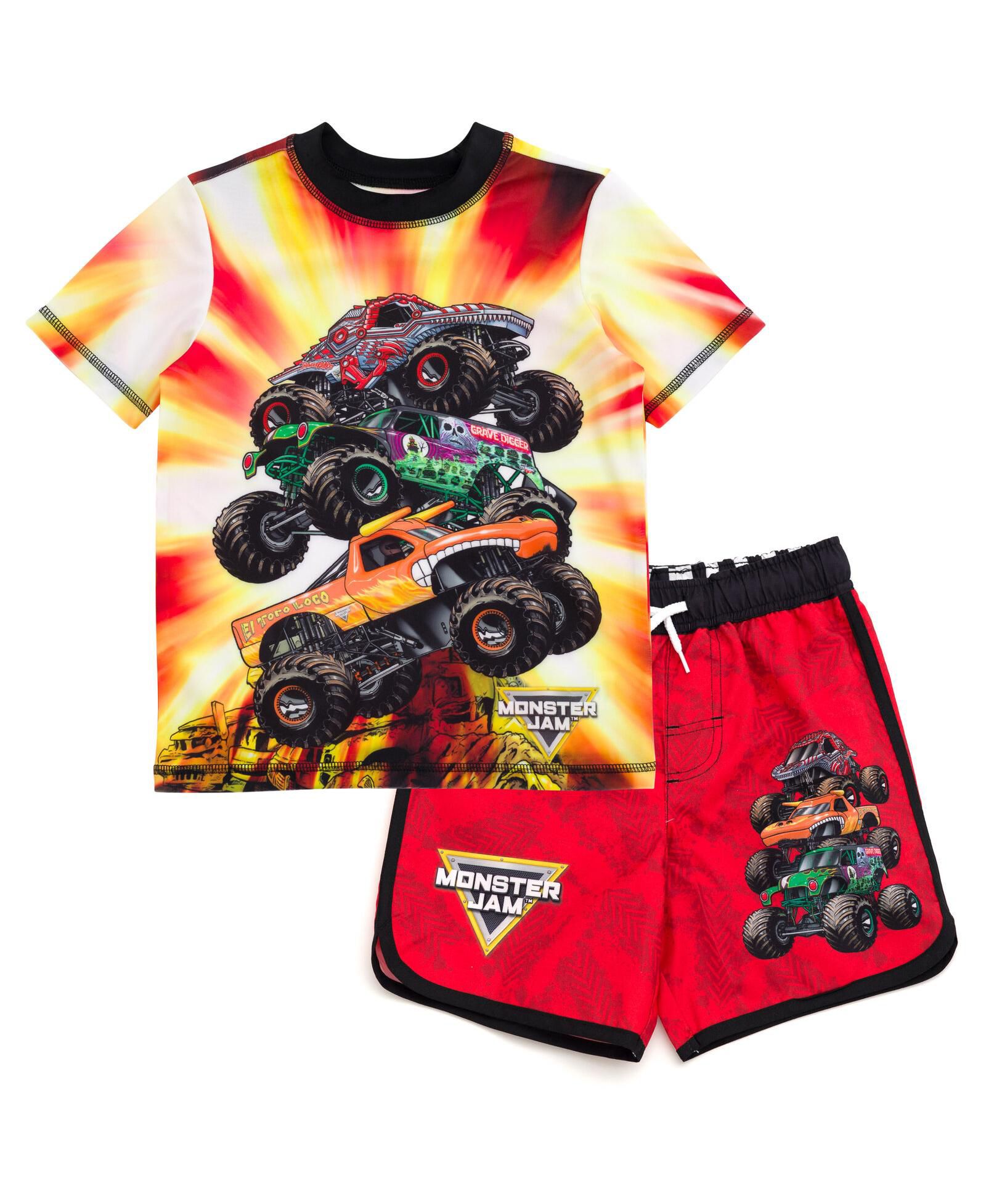 Комплект Monster Jam Rash Guard и плавки для малышей