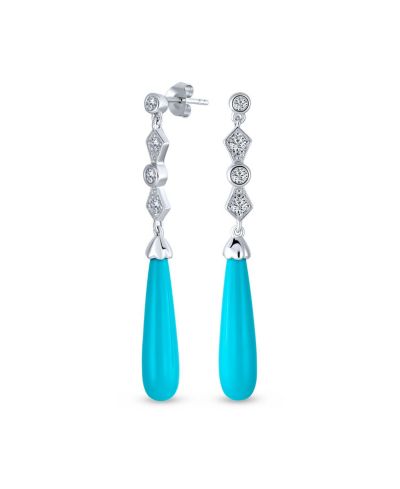 Bling Jewelry Серьги-люстры с серебра, голубым бирюзовым камнем и CZ
