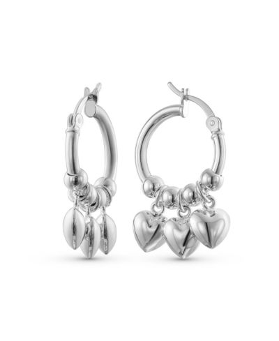 Bling Jewelry Серьги-кольца с подвесками в форме сердца из серебра .925