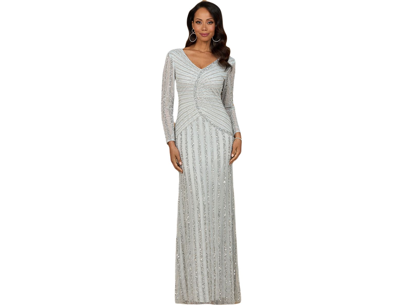 Lara Women's Long Sleeve Beaded Gown