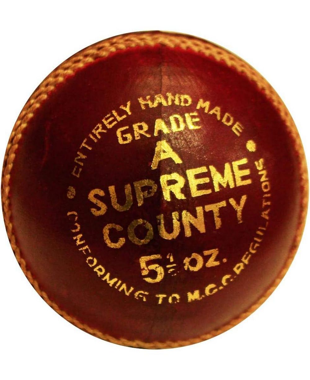 Кожаный мяч для крикета Amber Fight Gear Premium Super County Durable Handmade Alum-Tanned Leather Natural Cork Core 6/7 Layers Wool 5 Ply Stitching 4-Piece Handcrafted 80 Stitches 5.5oz Wax Polished