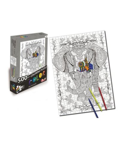 Пазл Elephant 500 Piece Coloring Jigsaw Puzzle + 6 маркеров