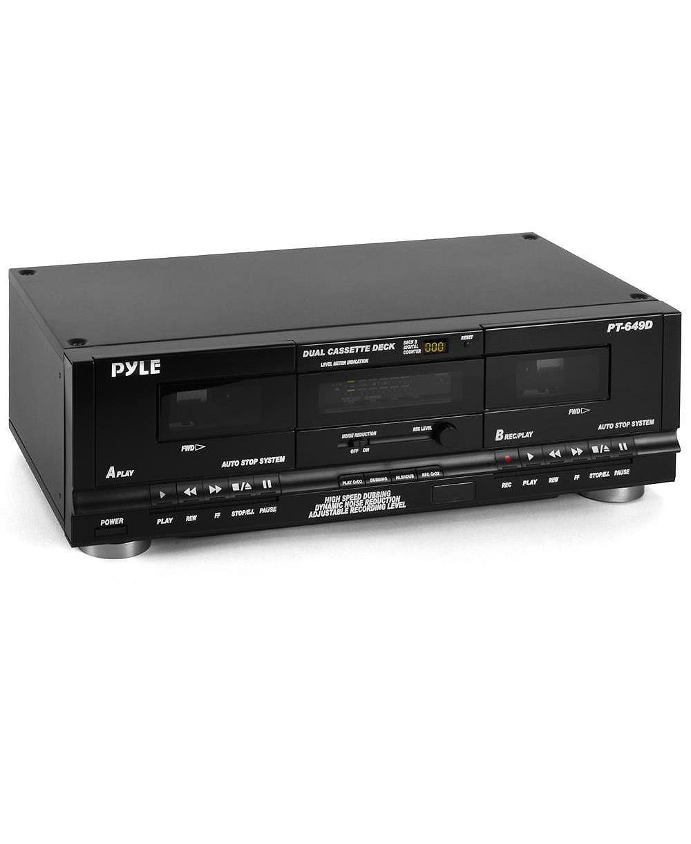 Pyle Dual Cassette Deck - High-Speed Dubbing & Mixtape Recorder - PT649D