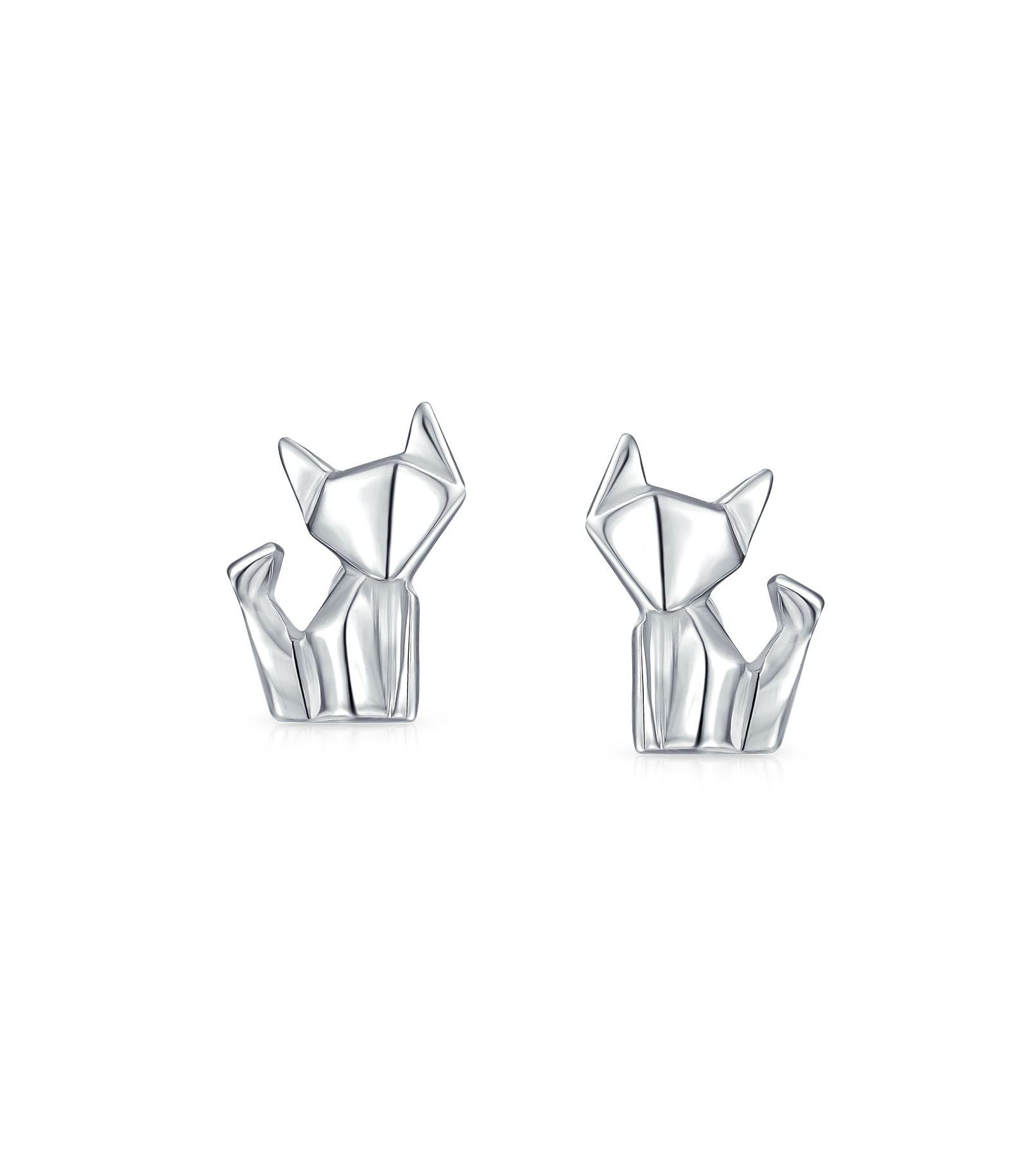 Bling Jewelry Серьги-гвоздики 3D Geometric Origami из стерлингового серебра